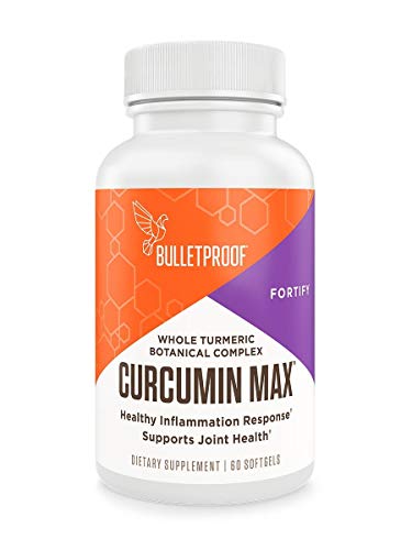 Product Cover Bulletproof Curcumin Max, Bioavailable Natural Turmeric Complex, Ginger, Boswellia, Stephania, Enhanced Absorption Brain Octane MCT Softgels (60 Softgels)