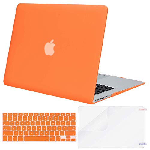 Product Cover MOSISO Plastic Hard Shell Case & Keyboard Cover & Screen Protector Only Compatible with MacBook Air 13 inch (Models: A1369 & A1466, Older Version 2010-2017 Release), Orange