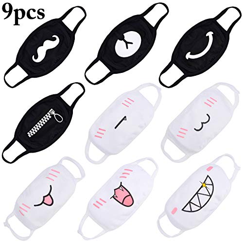 Product Cover Aniwon Mouth Mask, 9PCS Unisex Cartoon Mask Anti Dust mask Anime Air mask 100% Cotton Face Mask for Men and Women  (B)