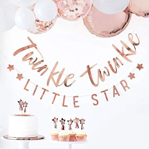 Product Cover Ginger Ray Rose Gold Twinkle Little Star Baby Shower Bunting Party Decoration - Twinkle