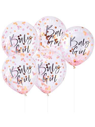 Product Cover Ginger Ray Pink & Rose Gold Baby Girl Confetti Balloons Baby Shower Party Decorations - Twinkle