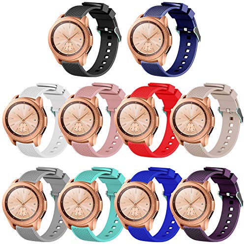 Product Cover MUZZAI Compatible for Samsung Galaxy Watch 42mm 46mm Bands, 20mm, 22mm Soft Silicone Replacement Bands Compatible for Samsung Galaxy Watch 42mm 46mm, Women Men