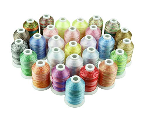 Product Cover Simthreads 28 Variegated Color Embroidery Machine Thread 1100 Yards Each for Janome Brother Pfaff Babylock Singer Bernina Husqvaran and Most Sewing Embroidery Machines