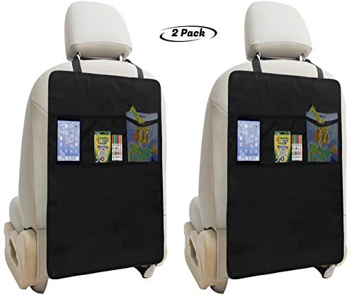 Product Cover Lebogner Kick Mat Auto Seat Back Protectors + 3 Organizer Pockets, 2 Pack Waterproof Fabric Seat Cover For The Back Of Your Seat, X-Large Car Back Seat Protectors, Backseat Child Kick Guard Seat Saver