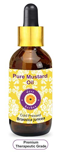 Product Cover Deve Herbes Pure Mustard Oil (Brassica juncea) with Glass Dropper 100% Natural Therapeutic Grade Cold Pressed 50ml (1.69 oz)