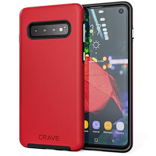Product Cover Crave S10 Case, Dual Guard Protection Series Case for Samsung Galaxy S10 - Red