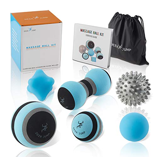 Product Cover Massage Ball Kit for Myofascial Trigger Point Release & Deep Tissue Massage - Set of 6 - Large Foam/Small Foam/Lacrosse/Peanut/Spiky/Hand Exercise Ball - Carry Bag & Exercise Guide Include