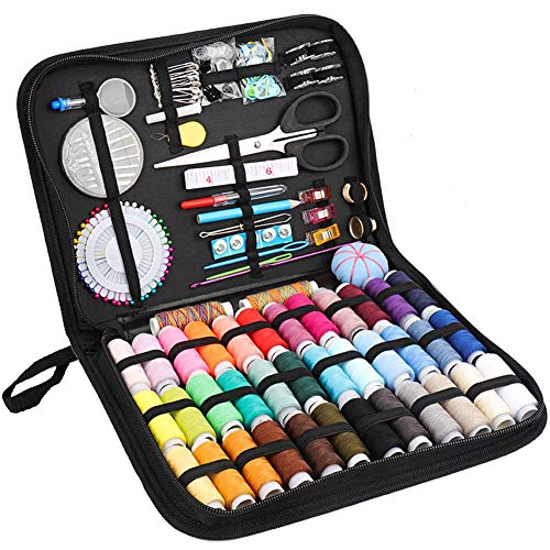Product Cover Travel Sewing Kit for Adult, SAKEYR 183 Premium Sewing Supplies with Sewing Thread/Buttons/Needlepoint Kits/Sewing Repair Patches/Scissors etc, Sewing Project Kits, for Emergency/Beginners/Kids