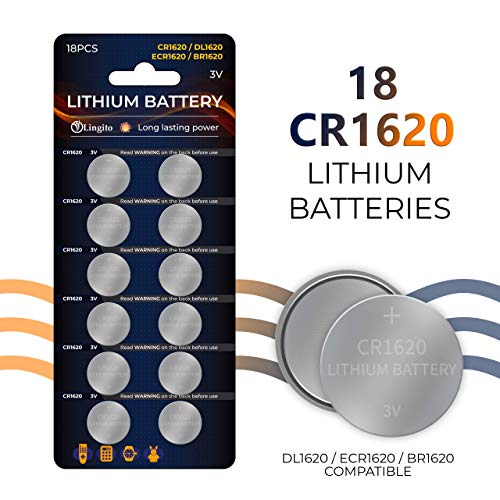 Product Cover Pack of 18 Volt Button Cell Lithium Batteries | BR1620-1W, CR1620-1W, KCR1620, LM1620, 5009LC, L08 Batteries | Lightweight, High Voltage and High Energy Density| For Calculators, Toys, Watch and Weara