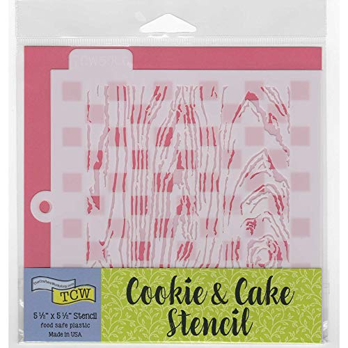 Product Cover Crafter's Workshop Cookie Stencil 2 Pack, 10 Mil Food Safe Templates for Decorating and Baking, TCW5006 Woodgrain and TCW5015 Checkerboard