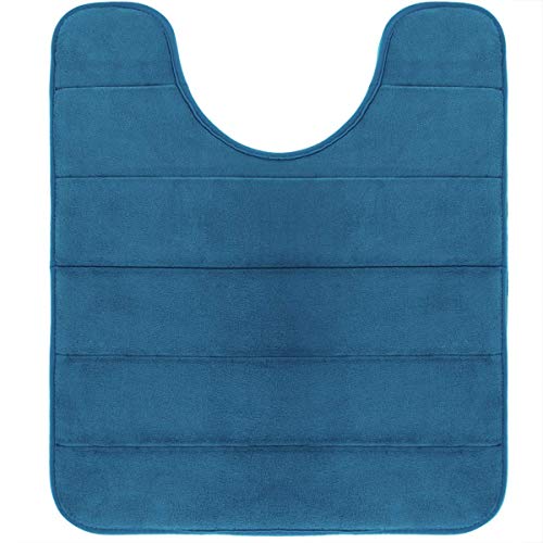Product Cover Yimobra Memory Foam Toilet Bath Mat U-Shaped, Soft and Comfortable, Water Absorption, Non-Slip, Thick, Machine Wash and Easier to Dry for Bathroom Commode Contour Rug, 24 X 20 Inches, Peacock Blue