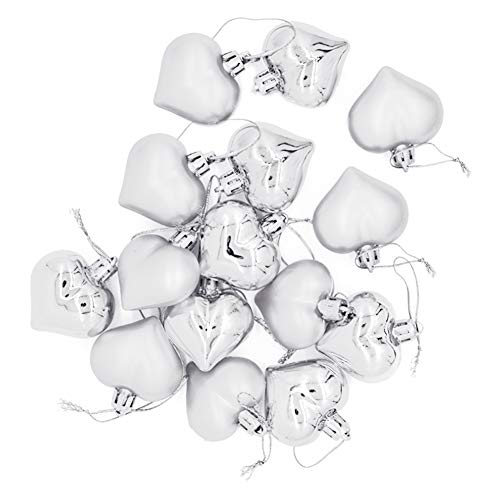 Product Cover Liitrton 15 PCS Heart Shaped Decorations for Christmas Tree Party Decor Valentine's Day Hanging Ornaments (Silver)