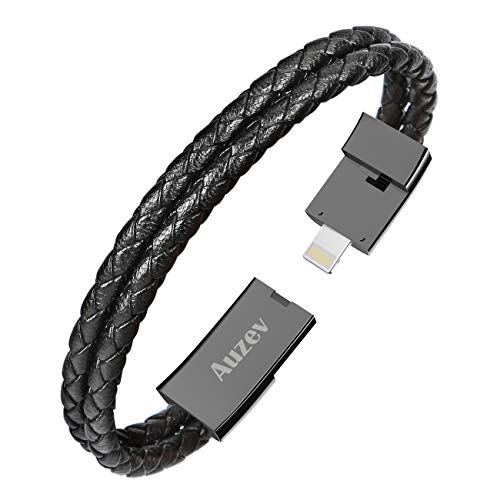 Product Cover Auzev Christmas/New Year Gifts Charging Bracelets Cable Data Charger Cord Fashion Double Braided Leather Wrist Line (M（7.2