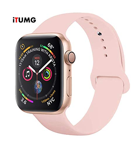 Product Cover Threenine for Watch Band 38mm/40mm 42mm/44mm, Soft Silicone Watch Strap Sport Band Compatible with Watch Band Series 5/4/3/2/1 Sport & Edition (Retro Rose, 44mm/42mm-SM)