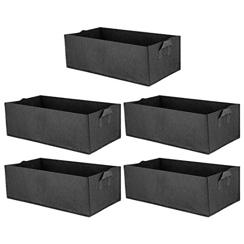 Product Cover Haoun 5 Pack Fabric Raised Garden Bed,Square Garden Flower Grow Bag Vegetable Planting Bag Planter Pot with Handles for Plants,Flowers,Vegetables - Black