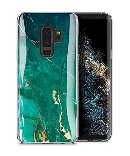 Product Cover GVIEWIN Marble Designed for Samsung Galaxy S9 Plus Case, Ultra Slim Thin Glossy Soft TPU Rubber Gel Silicone Phone Case Cover for S9 Plus (Green/Gold)