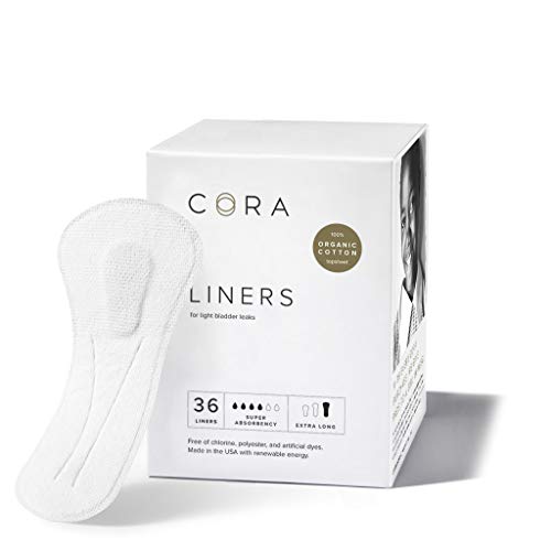 Product Cover New Cora Ultra Thin Organic Cotton Bladder Leakage Extra Long Panty Liners for Light Incontinence, Super Absorbency, with Dry Wicking Technology (New Organic 36)