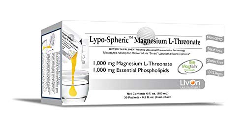 Product Cover Lypo-Spheric Magnesium L-Threonate - 30 Packets - 1,000 mg Magnesium Per Packet - Liposome Encapsulated for Improved Absorption - Professionally Formulated & 100% Non-GMO