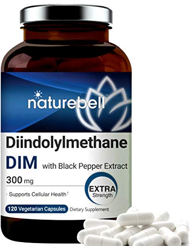 Product Cover DIM Plus as Diindolylmethane, 300mg, 120 Capsules, with Black Pepper, Enhanced for Estrogen Balance, Menopause Relief, Body Building, Metabolism and Antioxidant, No GMOs and Made in USA