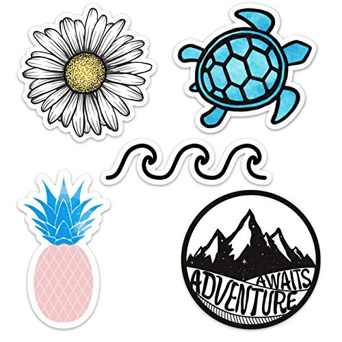 Product Cover Cute Vinyl Laptop and Water Bottle Decal Sticker Pack, Made in US (Ocean/Beach)