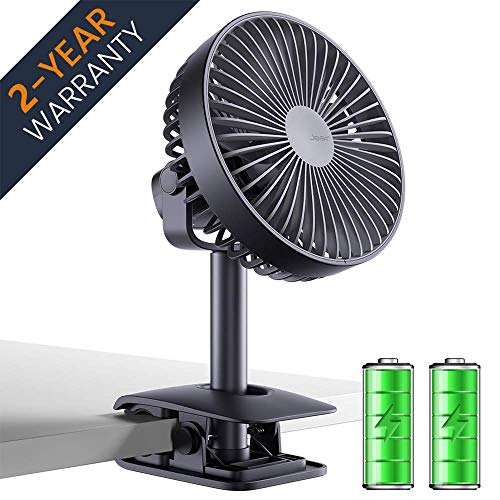 Product Cover Battery Operated Clip Fan for Baby Stroller, 4000 mAh Portable Desk Fan with 4 Speeds, Rechargeable USB Personal Fan for Camping, Adjustable Angle, Quieter, Strong Fan for Office, Home, Travel, 6 inch