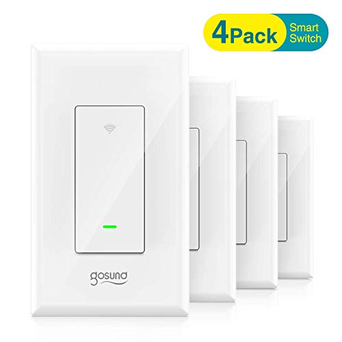 Product Cover Gosund Smart Light Switch, In-wall Wifi Smart Switch that Works with Alexa and Google Home, No Hub Required, Neutral Wire Needed, Single-Pole 15A, ETL and FCC Listed,4 Pack White