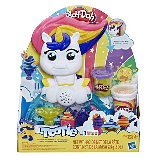 Product Cover Play-Doh Tootie The Unicorn Ice Cream Set with 3 Non-Toxic Colors Featuring Color Swirl Compound