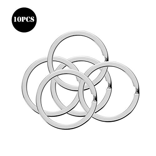 Product Cover Flat Key Rings 10 Pieces 1 inches Flat Key Rings Metal Keychain Rings Split Keyrings Flat O Ring for Home Car Office Keys Attachment(Silver)