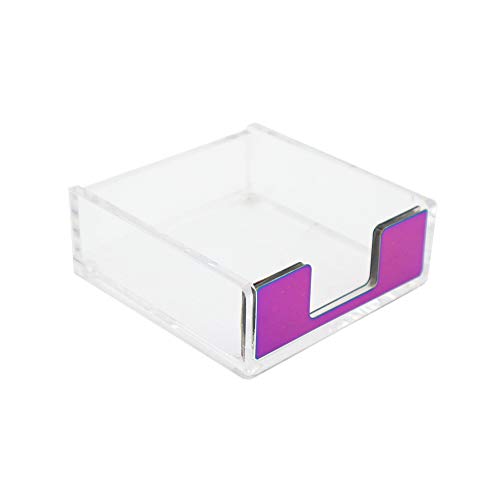 Product Cover MEI YI TIAN Clear Acrylic Rainbow Self-Stick Note Pad Holders Colorful Memo Note Cube Holder Dispenser 3.5x3.3 Inch for Office Home Schools Desk Supplies (Rainbow)
