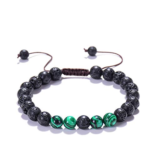 Product Cover WIGERLON Adjustable Natural Lava Rock Stone Beads Essential Oil Anxiety Diffuser Bracelet& 11 Chakras Bracelet for Men and Women Color Dark Turquoise
