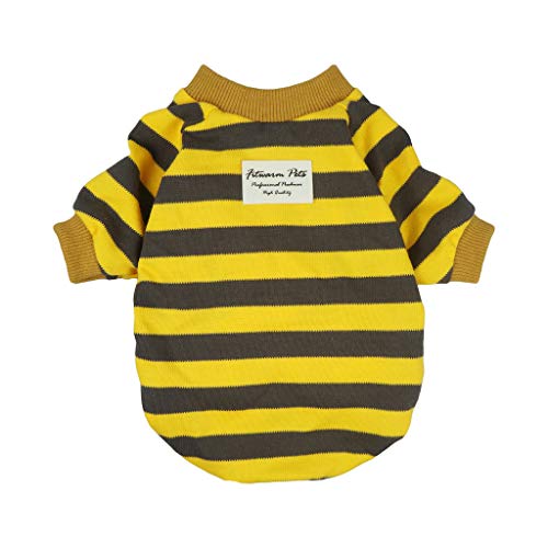Product Cover Fitwarm Striped Pet Clothes for Dog T-Shirts Pullover Cat Shirts Cotton Yellow XL