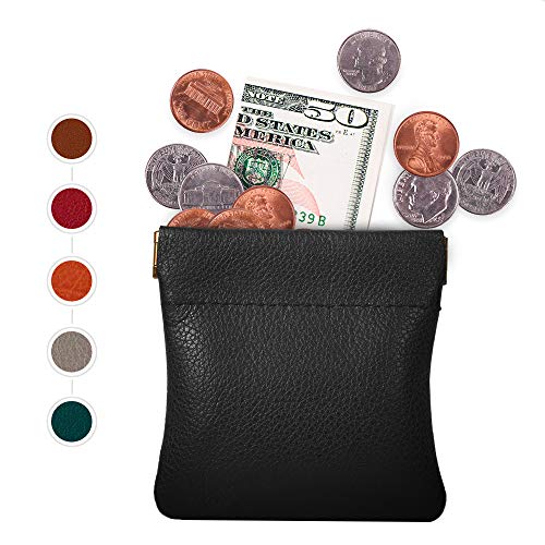 Product Cover Genuine Leather Squeeze Coin Purse Change Holder U.S.A. Made Coin Pouch For Men/Woman Size 3.5 X 3.5