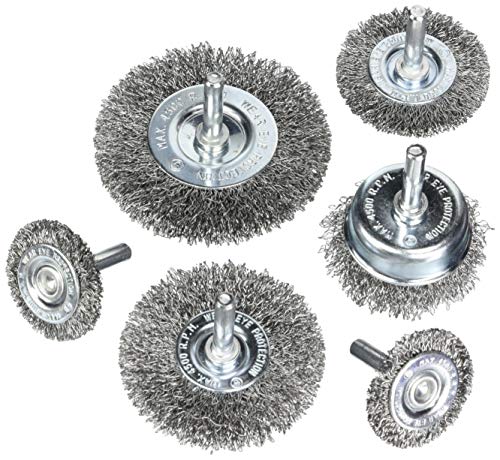 Product Cover HOYIN 6Piece Wire Wheel Cup Brush Set|0.0118In Coarse Crimped Carbon Steel|1/4In Round Shank|for Drill