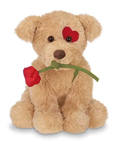 Product Cover Bearington Conner Cuddlesmore Valentines Plush Stuffed Animal Puppy Dog with Rose, 11 inches