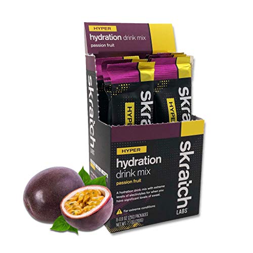 Product Cover SKRATCH LABS Hyper Hydration Drink Mix, Passion Fruit, (8 Pack Single Serving) - High Sodium, All Natural, Electrolyte Drink Powder Developed for Athletes in Extreme Conditions