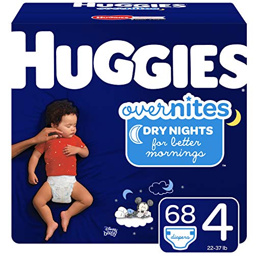Product Cover HUGGIES OverNites Diapers, Size 4, 68 Count, Overnight Diapers (Packaging May Vary)