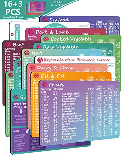 Product Cover Keto Cheat Sheet Magnets 16 Pcs, Keto Diet for Beginners, Quick Guide Keto Products for 228 Keto Foods and Snacks, Incl. 1 Dry Erase Marker, Keto Friendly Cookbook Recipe, List of 488 Food