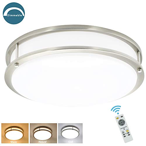 Product Cover W-LITE 30W Dimmable LED Flush Mount Ceiling Light Fixture with Remote-14 Inch Round Ceiling Lighting for Living Room/Kitchen/Bedroom/Dining Room, 3 Light Color Changeable