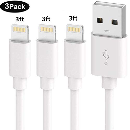 Product Cover SHARLLEN MFi Certified iPhone Charger Cable (3 Pack 3FT) Fast USB iPhone Charging Cable Long Cord Compatible iPhone XS/Max/XR/X/8/8 Plus/7/7 Plus/6/6 Plus/6S/6S Plus More (White)