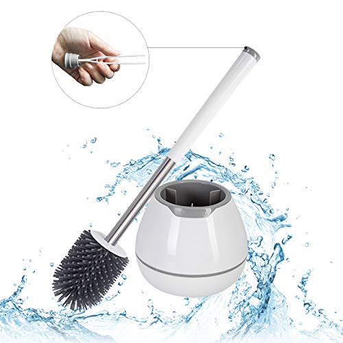 Product Cover BOOMJOY Toilet Brush and Holder Set, Silicone Bristles Bathroom Cleaning Bowl Brush Kit with Tweezers - White