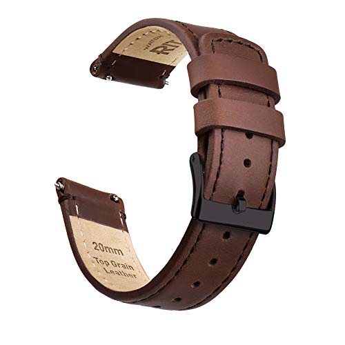 Product Cover Ritche 22mm Quick Release Leather Watch Band Compatible with Samsung Gear S3 Frontier Watch Brown Genuine Leather Watch Bands for Men