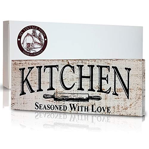 Product Cover myVintageFinds Kitchen Sign - Rustic Kitchen Decor, Farmhouse Wall Decor, Made In America, Kitchen Sign Wall Decor And Decorations