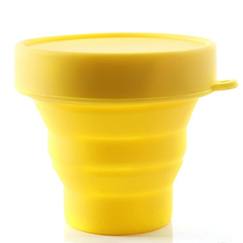 Product Cover Collapsible Silicone Cup Foldable Sterilizing Cup for Menstrual Cups and Storing Your Diva Cup - Foldable for Travel from LUCKY CLOVER (M-Yellow)