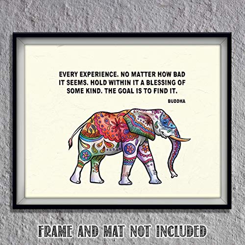 Product Cover Buddha Quotes & Color Elephant Art Print -