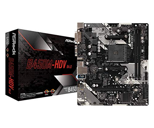 Product Cover ASRock B450M-HDV R4.0 Socket AM4/ AMD Promontory B450/ DDR4/ SATA3&USB3.1/ M.2/ A&GbE/MicroATX Motherboard