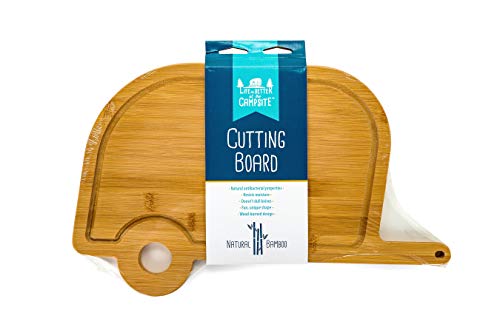 Product Cover Camco Life is Better at The Campsite Retro RV Shaped Bamboo Wood Cutting Board for Food Prep-Doesn't Dull Knives, Resists Moisture and Has Antibacterial Properties (53089)