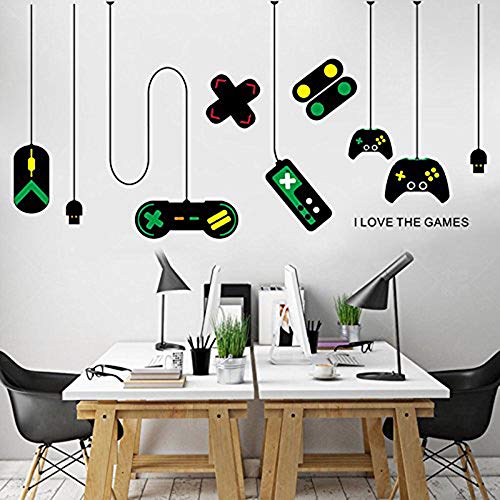 Product Cover huangliao Game Wall Stickers,Gaming Controller Joystick Playroom Wall Decals for Bedroom Living Room Decor Removable Art Mural for Boys Kids Men