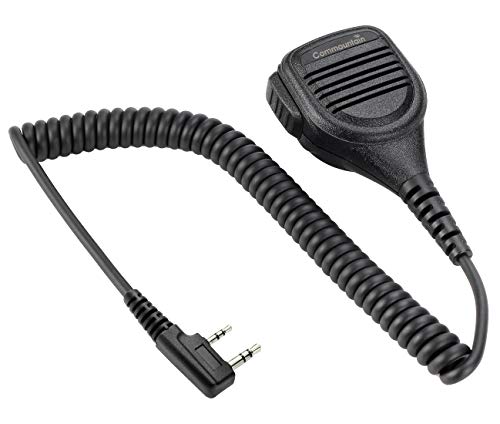 Product Cover Heavy Speaker Mic with Reinforced Cable for Baofeng Radios BF-F8HP BF-F9 UV-82 UV-82HP UV-82C UV-5R UV-5R5 UV-5RA UV-5RE UV-5X3 V2+ and Arcshell TYT Wouxun Kenwood 2 Pin Radios, Shoulder Microphone