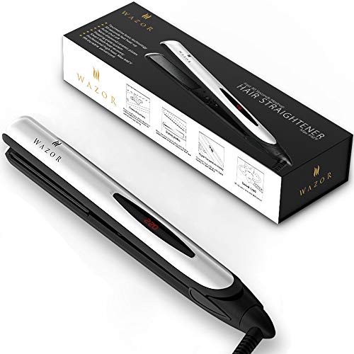 Product Cover Wazor Hair Straightener and Curler Professional Ceramic 2 in 1 Flat iron Instant Heat Up with Automatic Shut Off（60 min）and Digital LCD Display, Adjust Temperature from 284℉ to 446℉