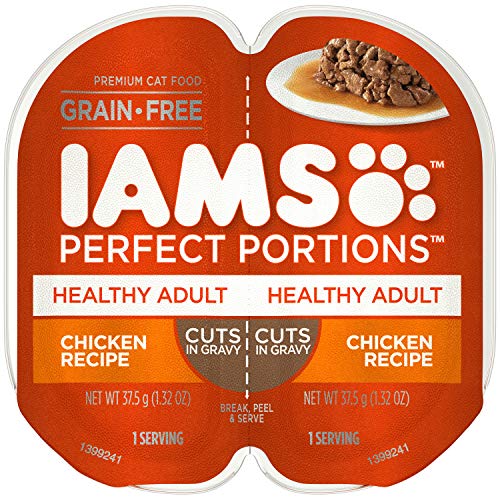 Product Cover Iams Perfect PORTIONS Adult Grain Free Wet Cat Food Cuts in Gravy Chicken Recipe, (24) 2.6 oz. Easy Peel Twin-Pack Trays